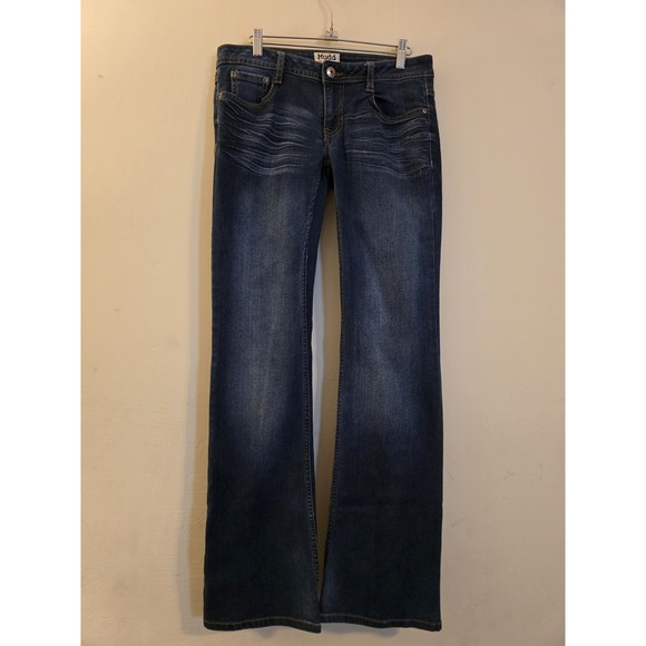 Mudd Junior Sz 5 Dark Wash Bootcut Low-Rise Jeans VTG90s/Y2K Embellished Pocket - Picture 1 of 9